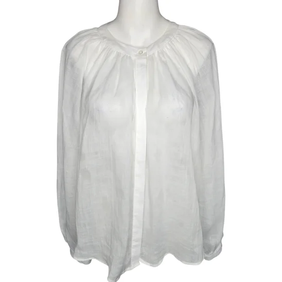 Banana Republic White Balloon Sleeve Peasant Blouse Sz Small Renfair - Picture 2 of 16